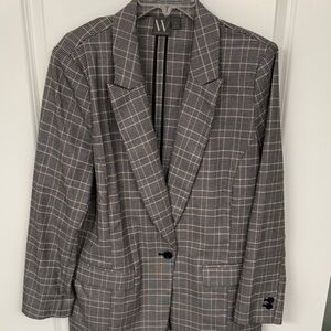 Worthington Plaid Woman’s Blazer - Gray, Black & Tan